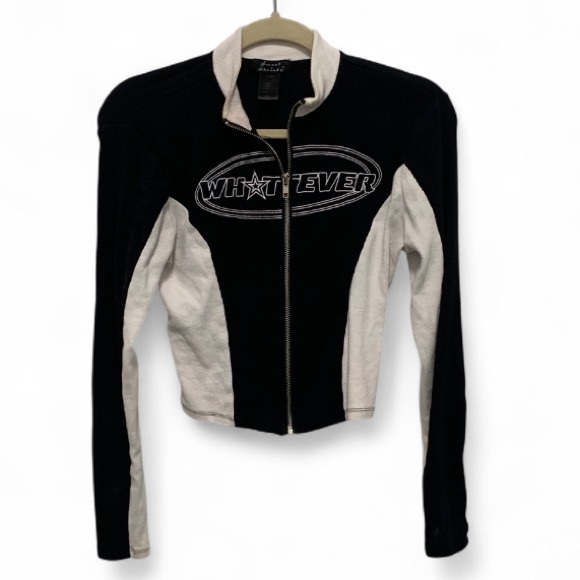 Hot Topic Tops - Sweet Society Hot Topic Whatever Y2K Style Ribbed Long Sleeve Zip Up Top